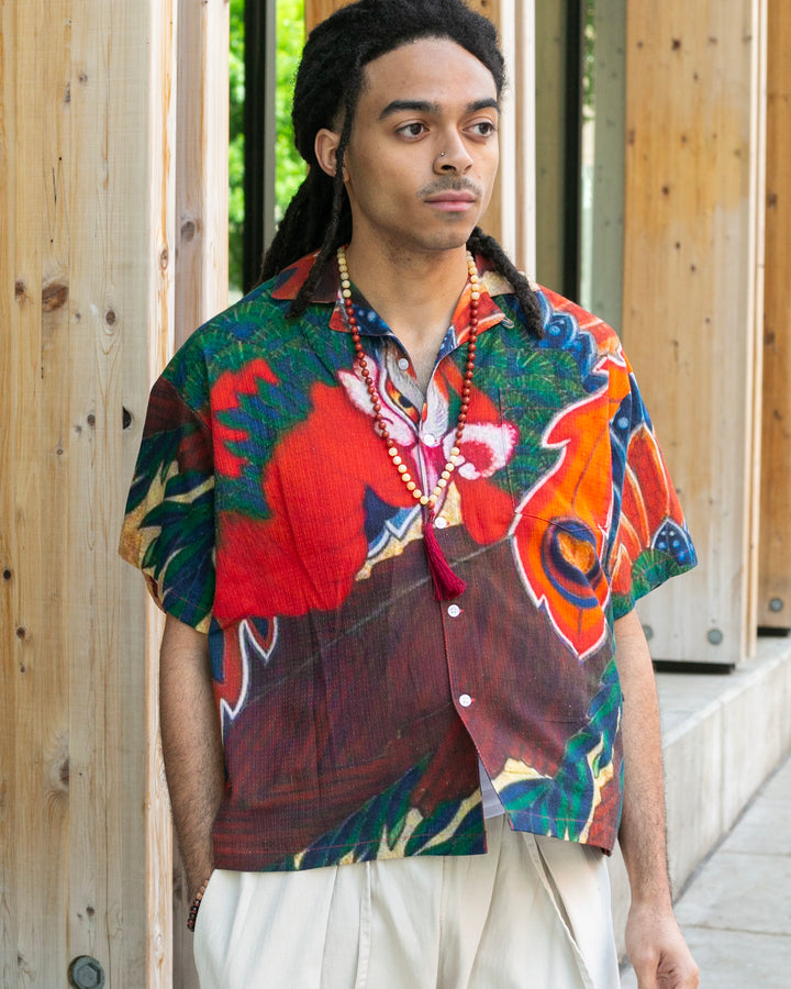 Wa-Modern Short Sleeve Button Up Shirt, Houou