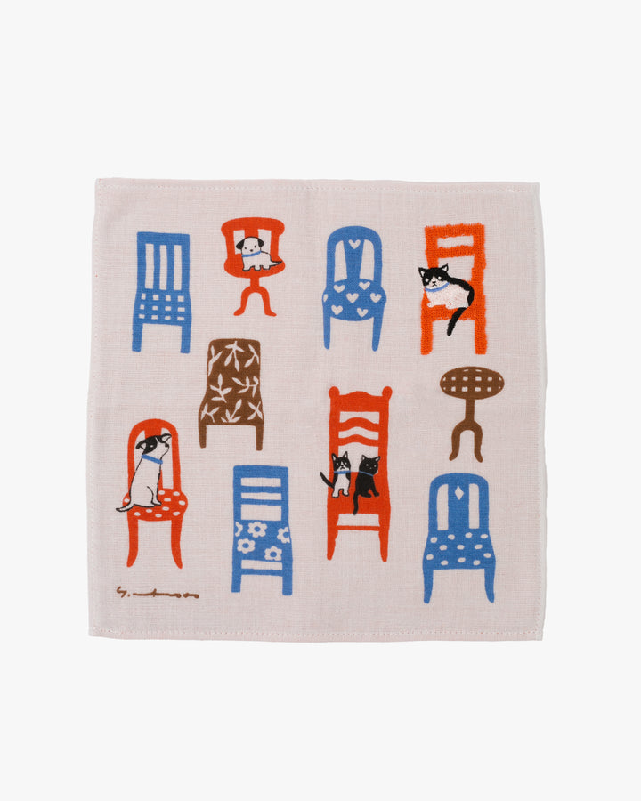 Japanese Handkerchief, Gauze Pile, Yoko Matsumoto, Cats, Dogs and Chairs POS