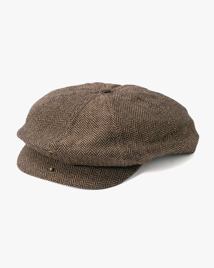 Newsboy Cap, Brixton, Brood, Brown and Black Herringbone