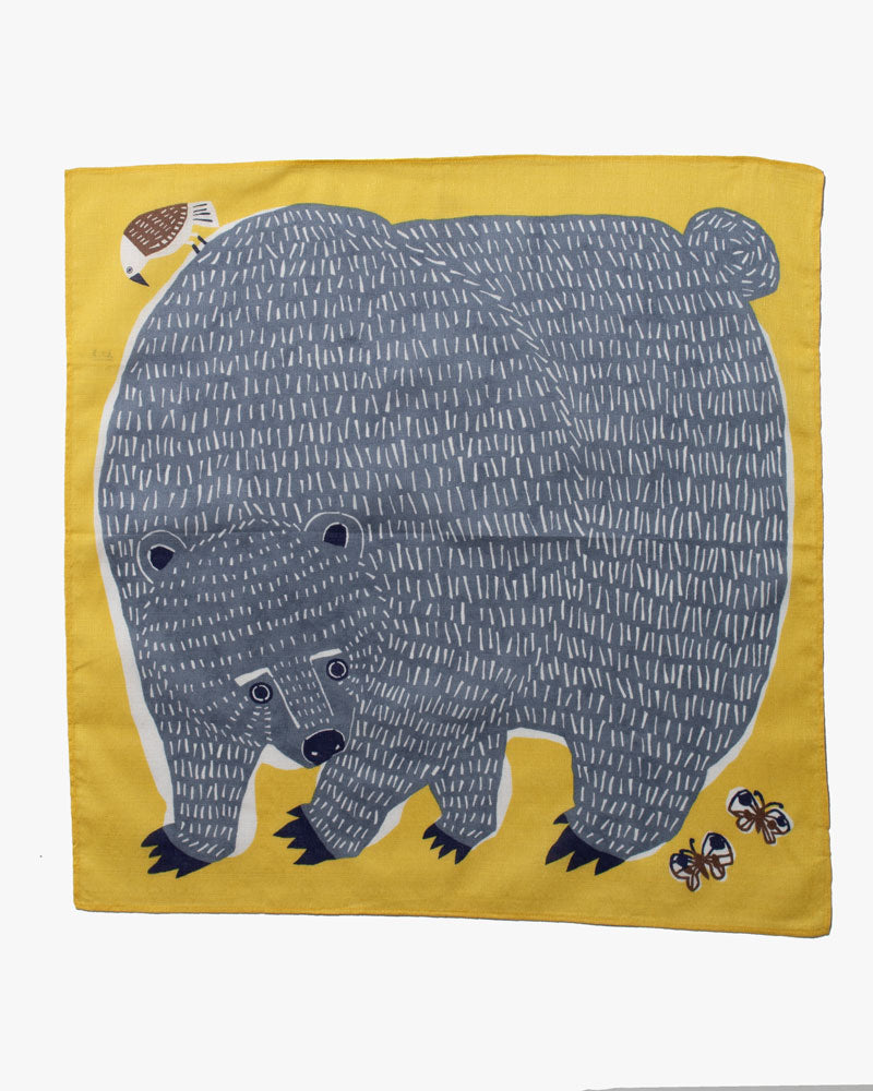 Modern Furoshiki, Musubi, Bear, 19.5 x 19.5