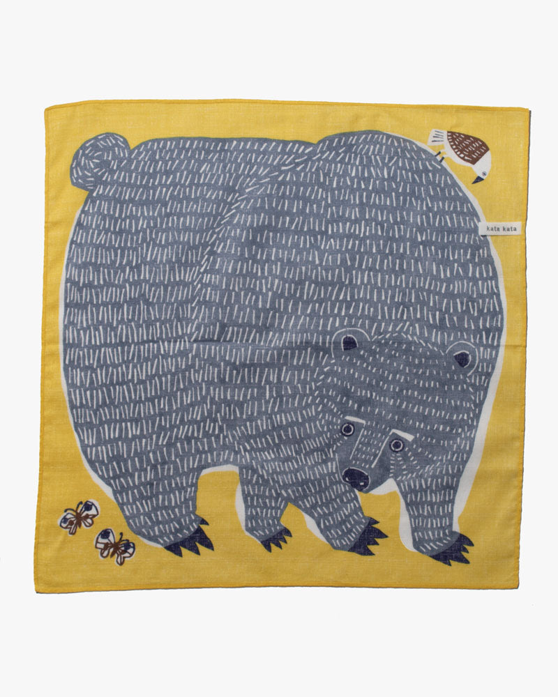 Modern Furoshiki, Musubi, Bear, 19.5 x 19.5