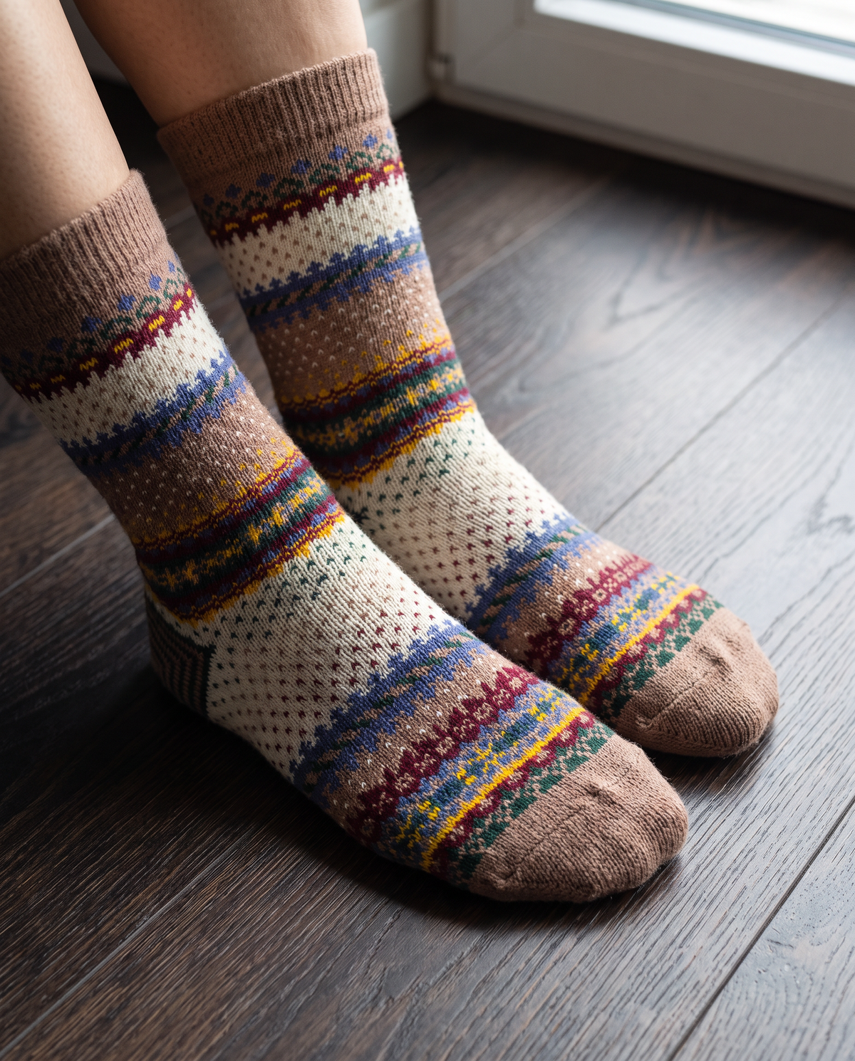 Tourtiwi, Mid-calf Socks, Retro Contrast Color Stitching
