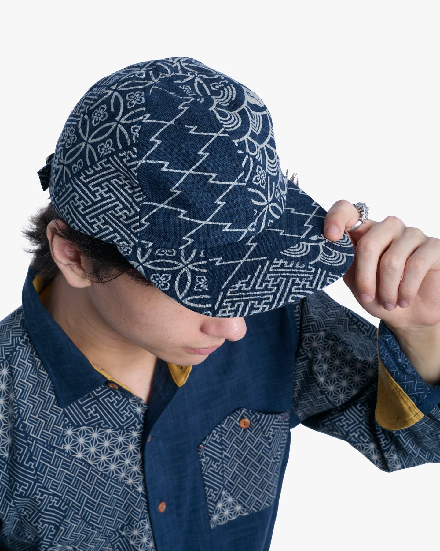 Kiriko Original Cap, 6-Panel Indigo Large Multi with Solid Indigo Underbill