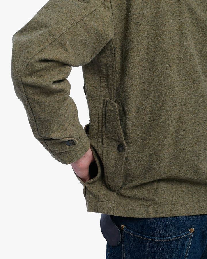Japanese Repro Jacket, M, Gypsy &amp; Sons, Olive with Asymmetrical Pockets