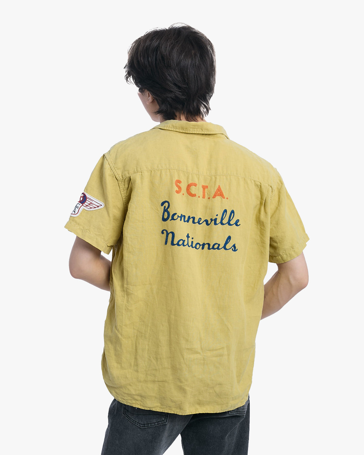 Japanese Repro Short-Sleeve Shirt, XL, Pherrow's, Bonnerville Nationals on Light Yellow