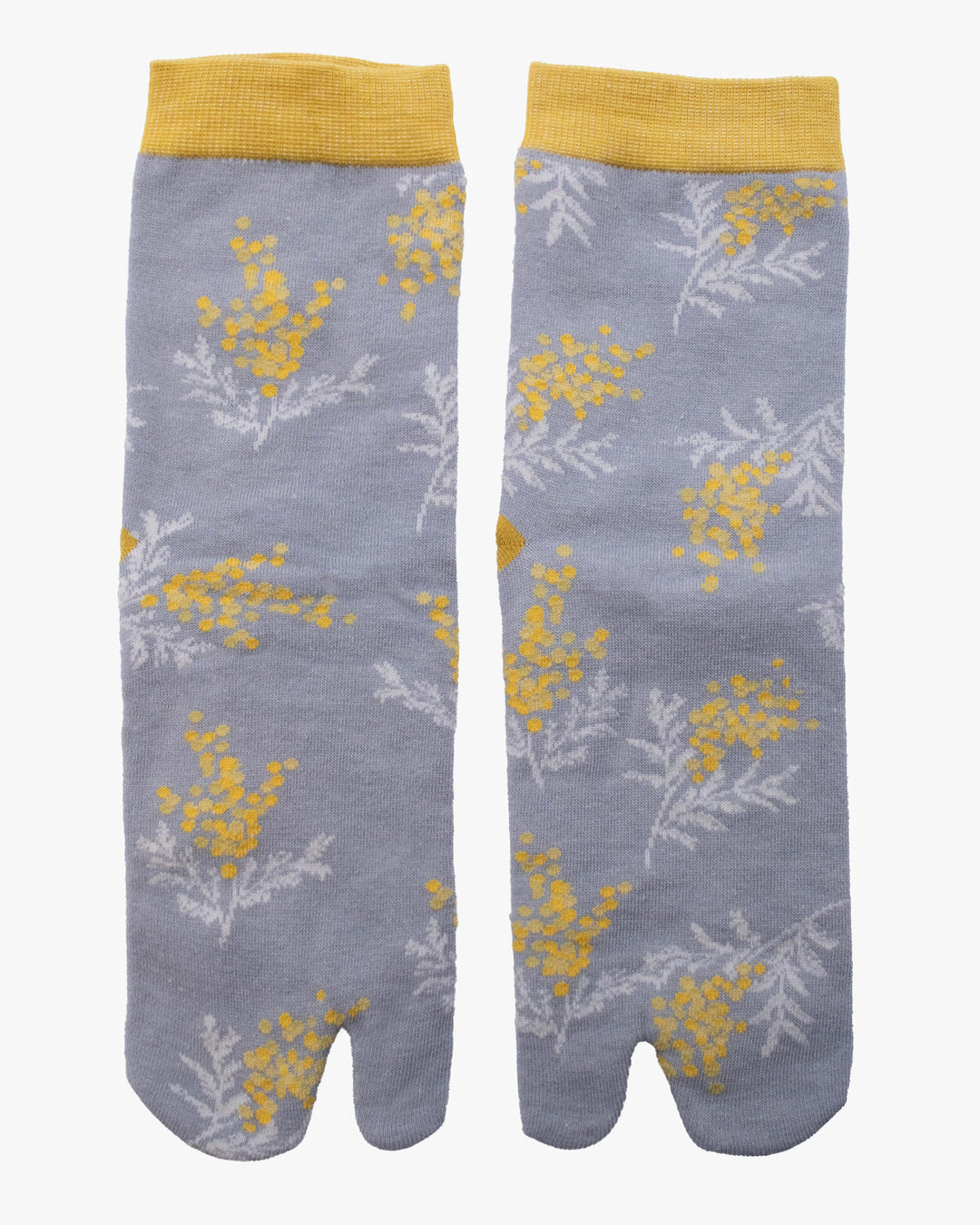 Kurochiku, Tabi Socks, Crew, Gray with Yellow and White Flowers (S/M)