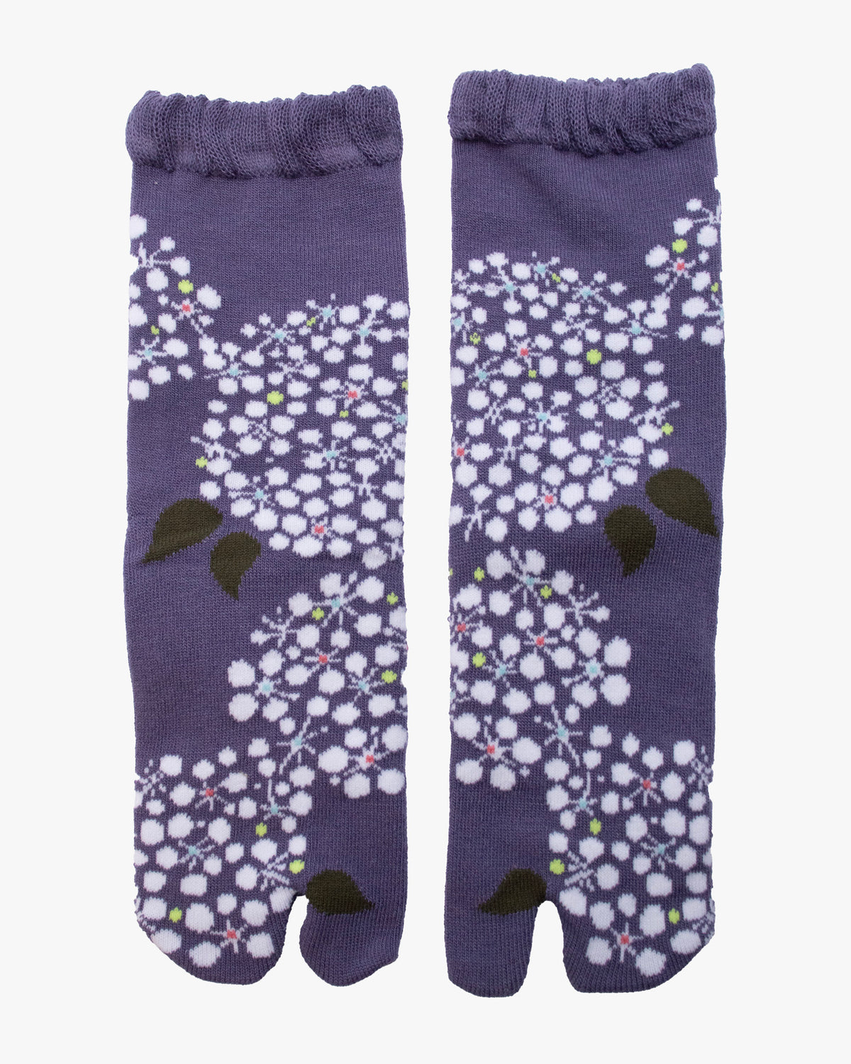 Kurochiku, Tabi Socks, Crew, Purple with White Flowers(S/M)