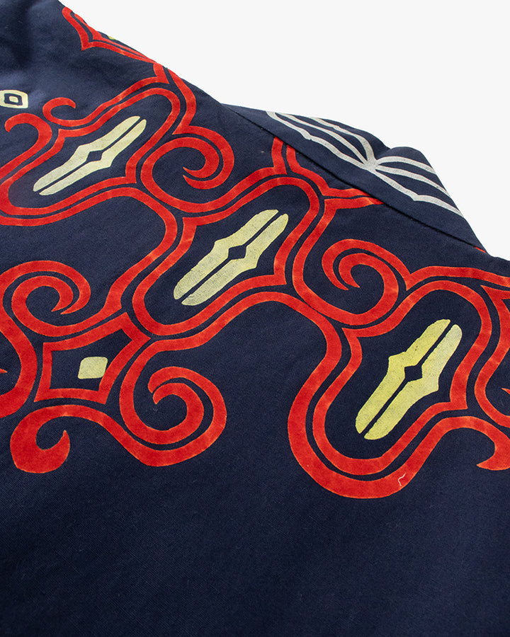 Vintage Ainu Jacket, Navy with Faded Red and Gold