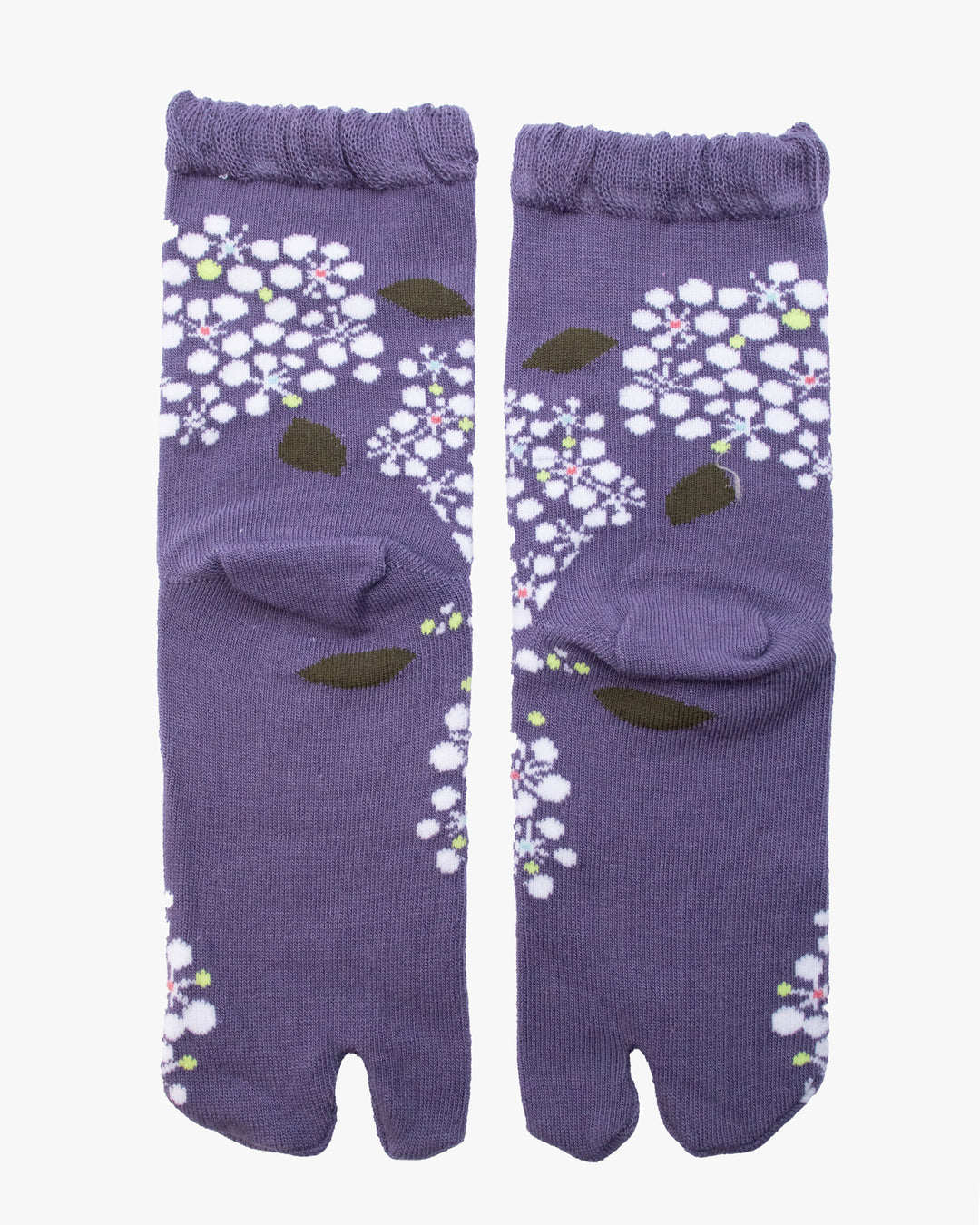 Kurochiku, Tabi Socks, Crew, Purple with White Flowers(S/M)