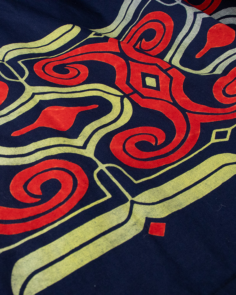 Vintage Ainu Jacket, Navy with Faded Red and Gold