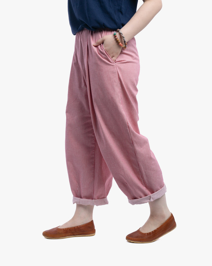 Kiriko x ToK, Lantern Pants, Tsumugi Weave, Red and White