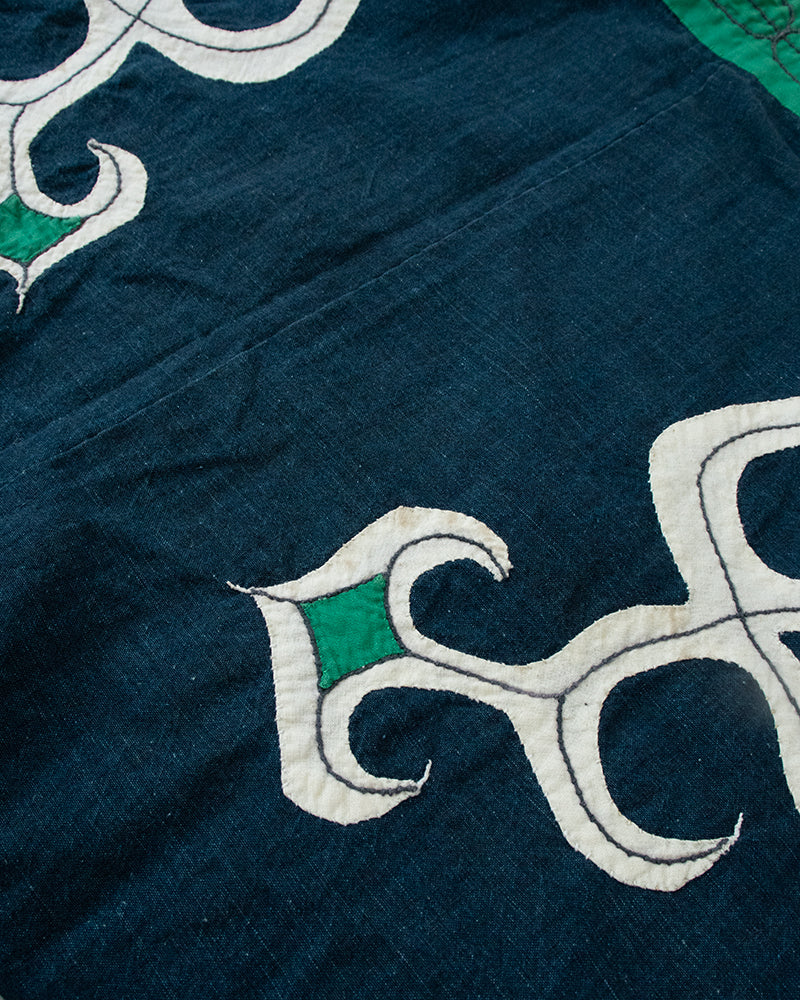 Vintage Ainu Jacket, Navy with Green and Yellow