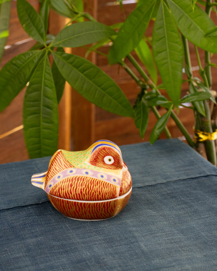 Kouraku Kiln Bowl with Lid, Oshidori, Male