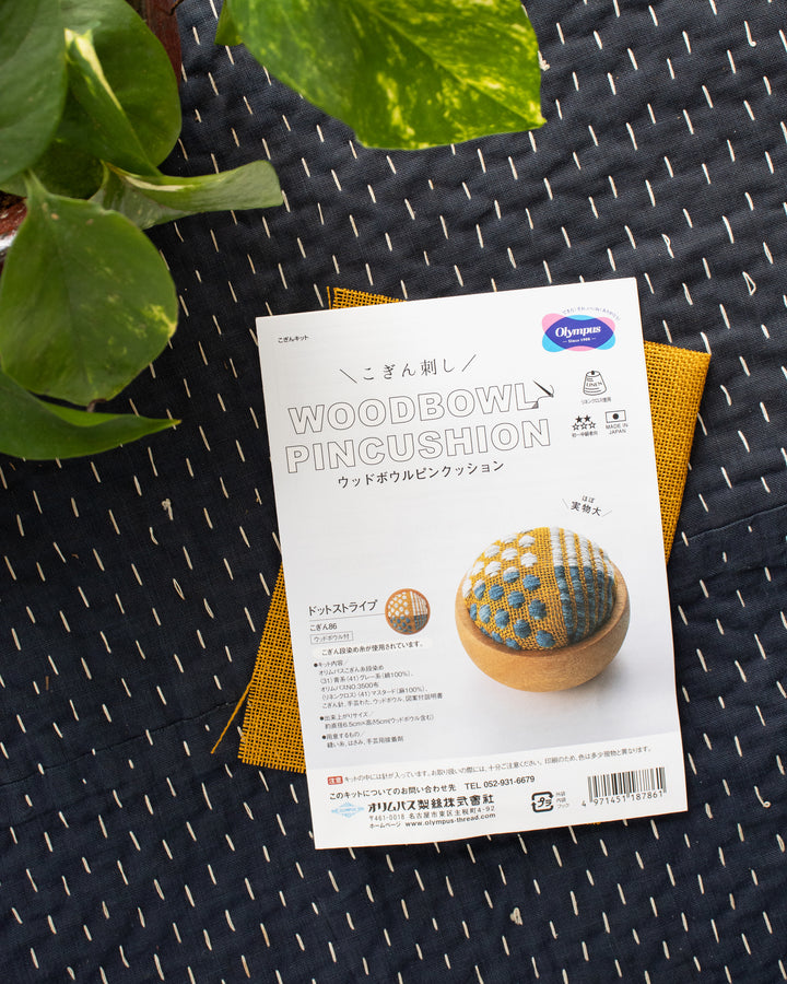 Kogin Kit, Wood-Bowl Pincushion, Stripe and Dots