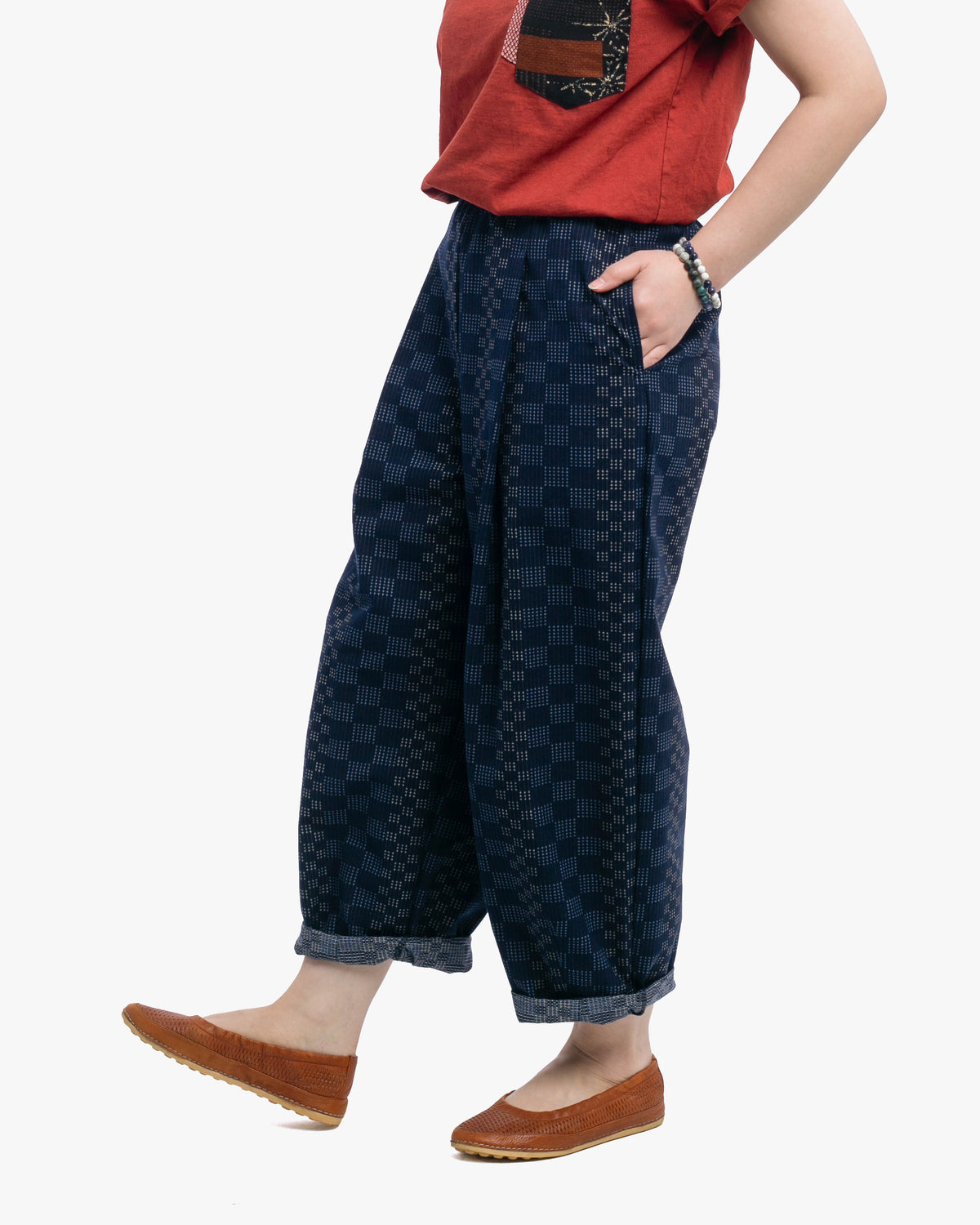 Kiriko x ToK, Lantern Pants, Indigo with Blue and White Jyuji