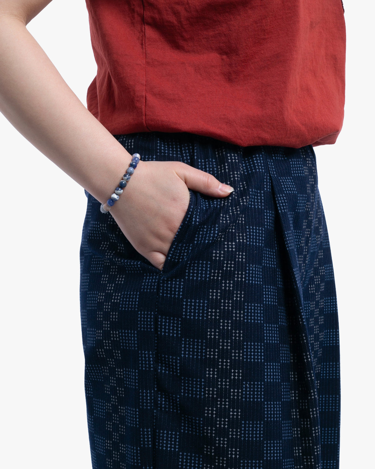 Kiriko x ToK, Lantern Pants, Indigo with Blue and White Jyuji