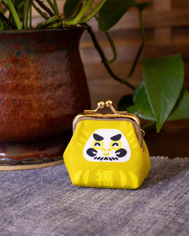 Wa Modern, Mini Coin Purse, Yellow Kaiun Daruma