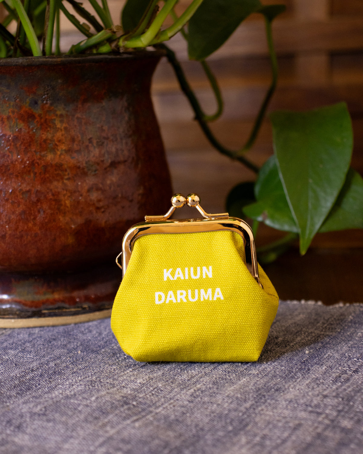 Wa Modern, Mini Coin Purse, Yellow Kaiun Daruma