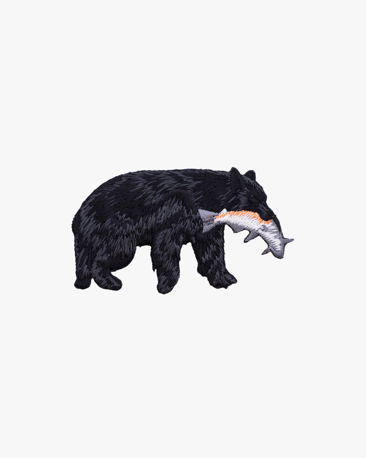 Embroidered Patch, Iron-on Applique, Black Bear Catching Rainbow Trout Fish