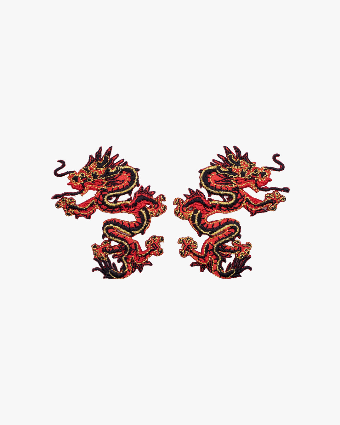 Embroidered Patch, Iron-on Applique, Black and Red Dragon