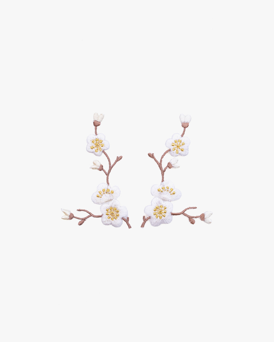 Embroidered Patch, Iron-on Applique, Cherry Blossom with White Flowers