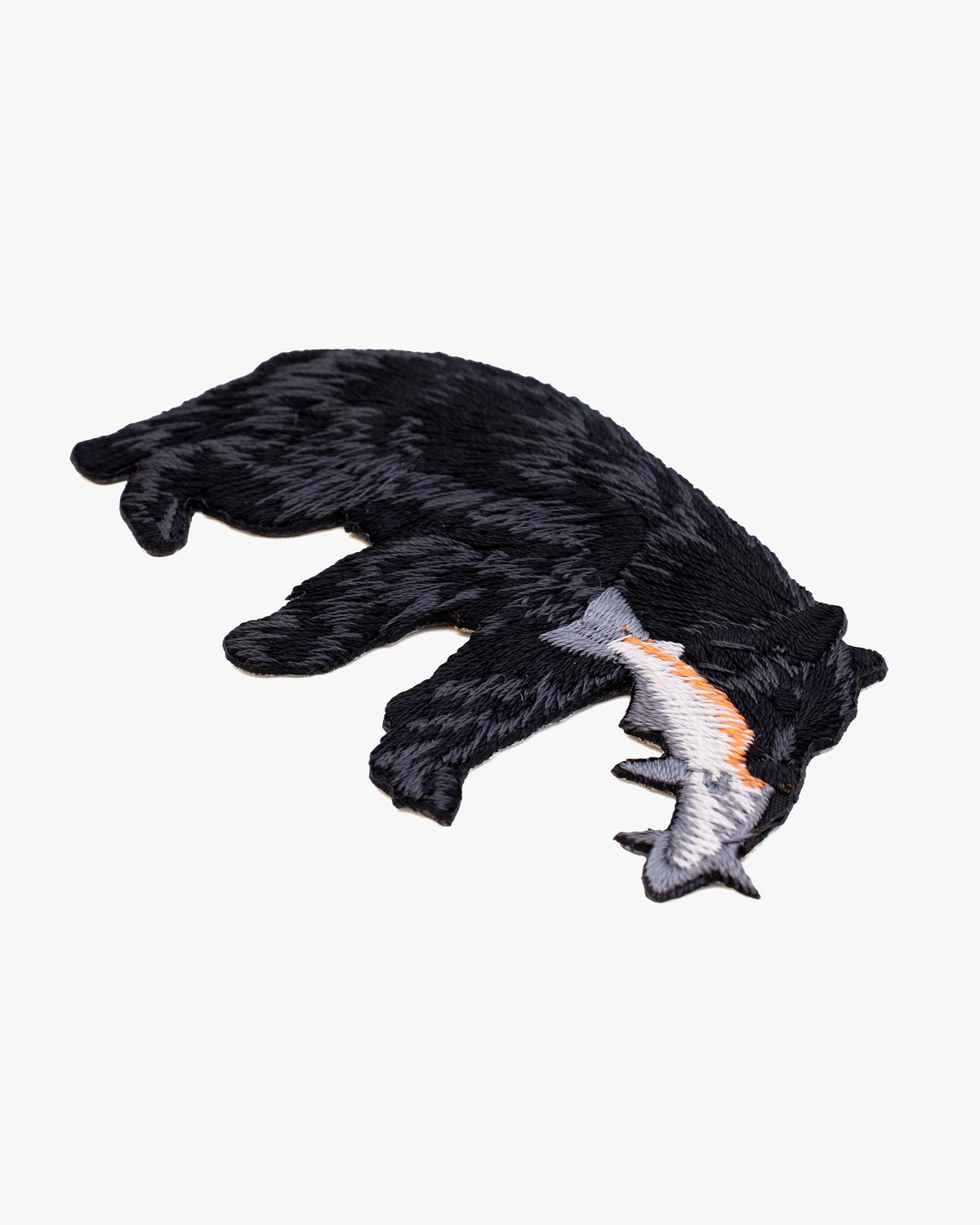Embroidered Patch, Iron-on Applique, Black Bear Catching Rainbow Trout Fish