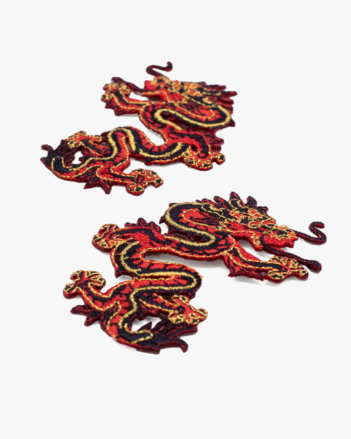 Embroidered Patch, Iron-on Applique, Black and Red Dragon