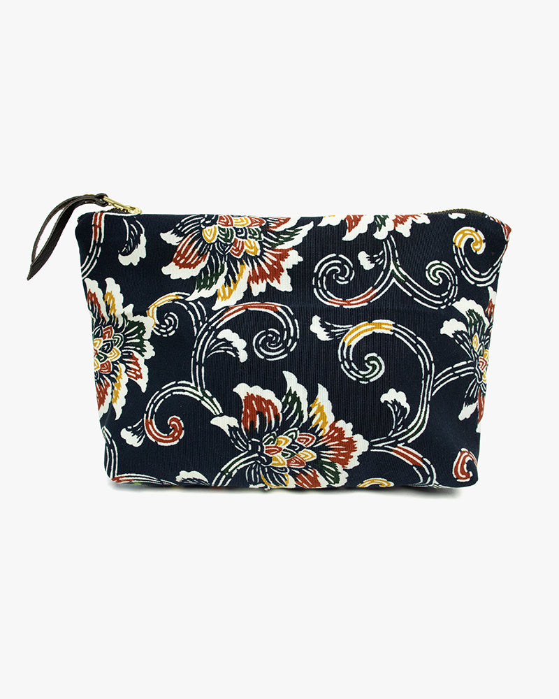 Kiriko Original Obi Stand-Up Pouch, Indigo with Floral Pattern