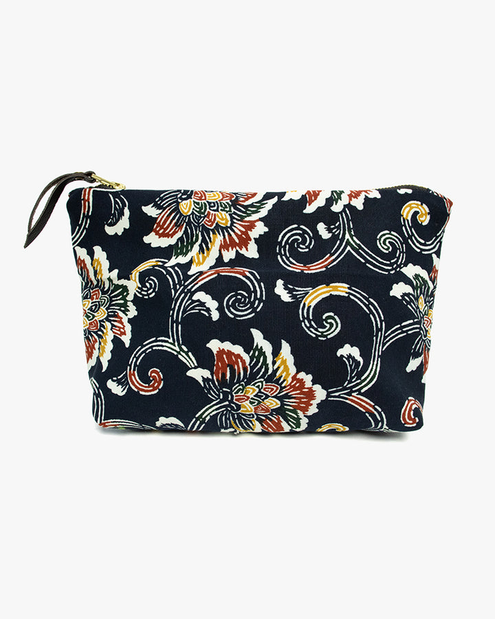 Kiriko Original Obi Stand-Up Pouch, Indigo with Floral Pattern