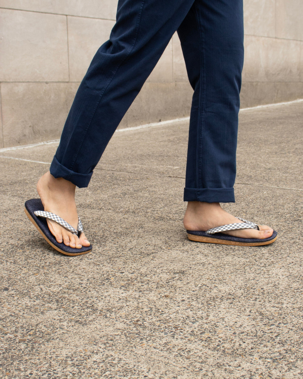 Yamato Kobo, Setta Sandals, Indigo with Grey Ichimatsu
