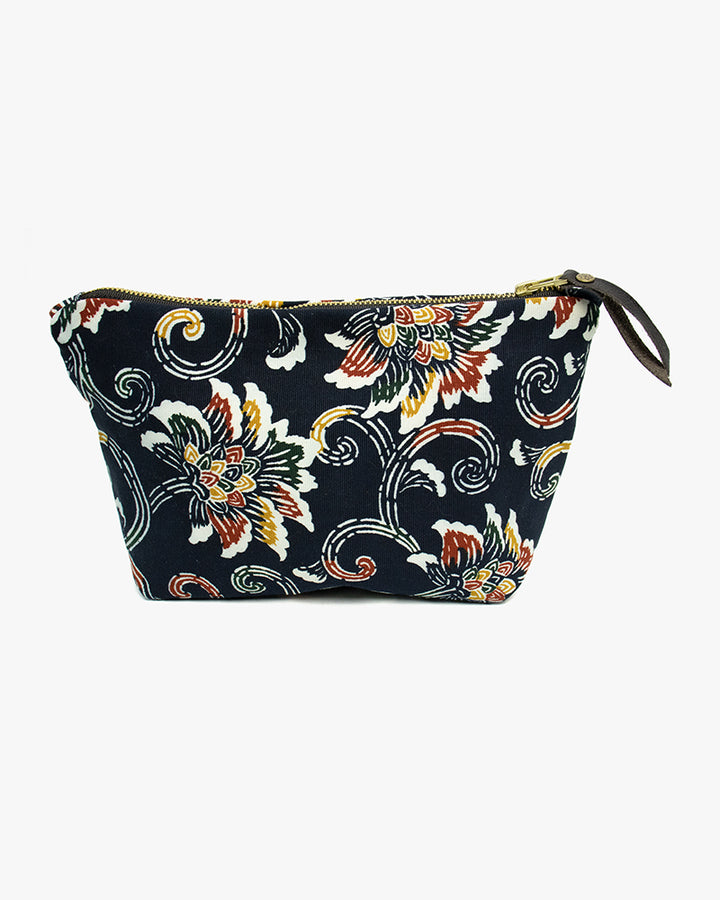 Kiriko Original Obi Stand-Up Pouch, Indigo with Floral Pattern