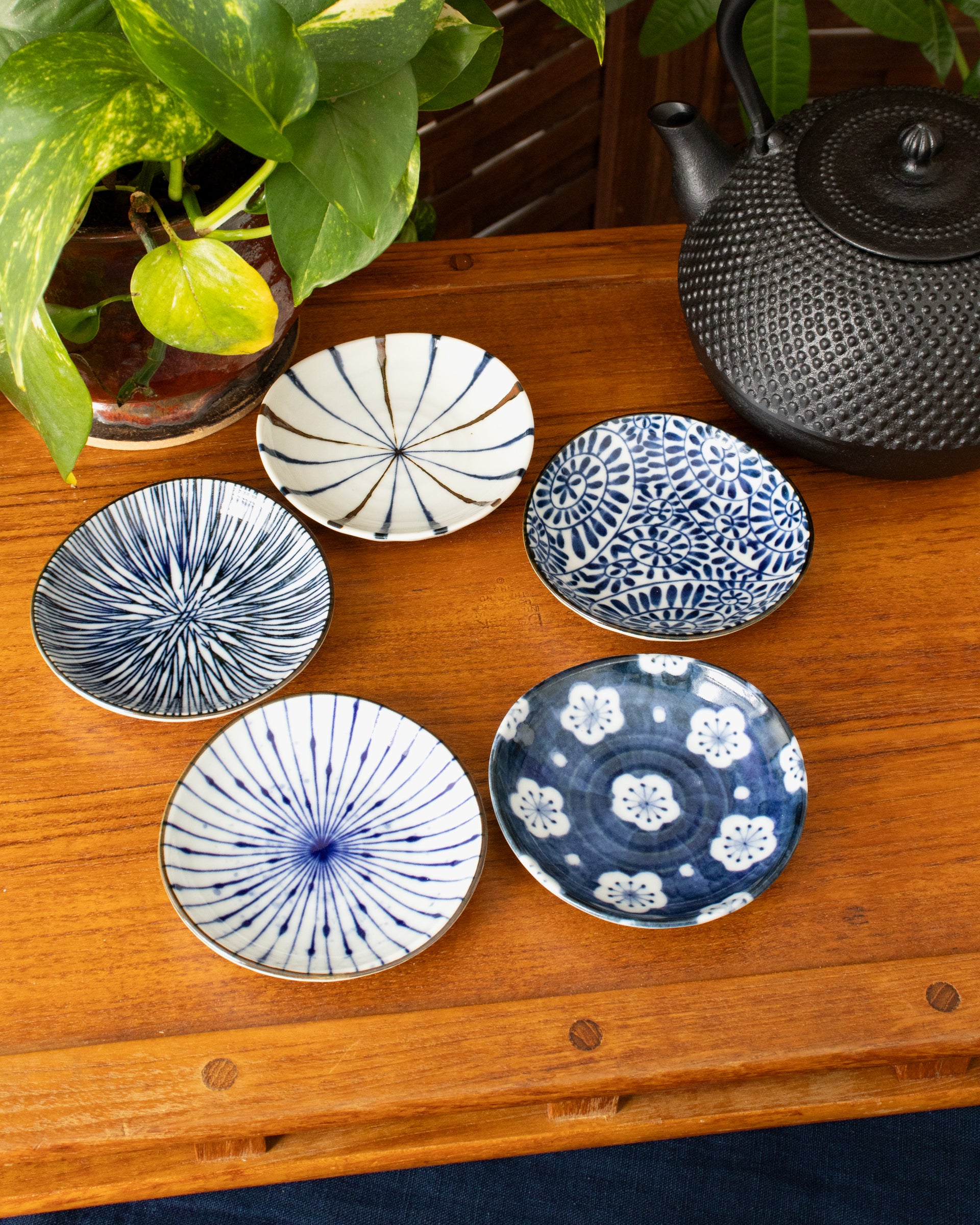 Plate, Ichiyama, Set of 5, Indigo, Small Round – Kiriko Made