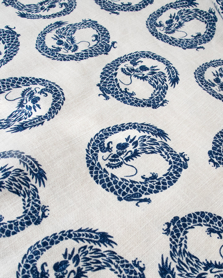 Kiriko Original Button-Up Shirt, Short Sleeve, Cream Dragon