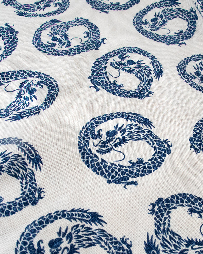 Kiriko Original Button-Up Shirt, Short Sleeve, Cream Dragon
