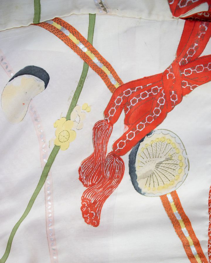Vintage Haori Jacket, Full Shibori, Orange with Abstract Details