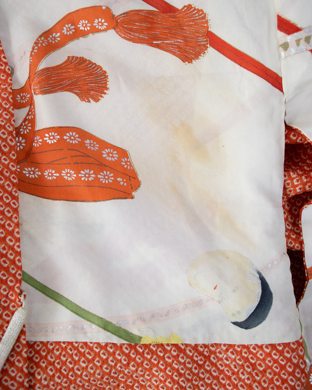 Vintage Haori Jacket, Full Shibori, Orange with Abstract Details