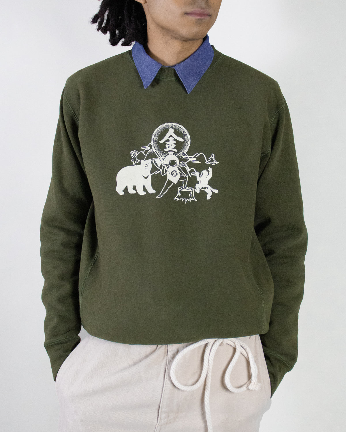 Kiriko Original Crewneck, 13oz Cotton, Printed Kintaro, Green