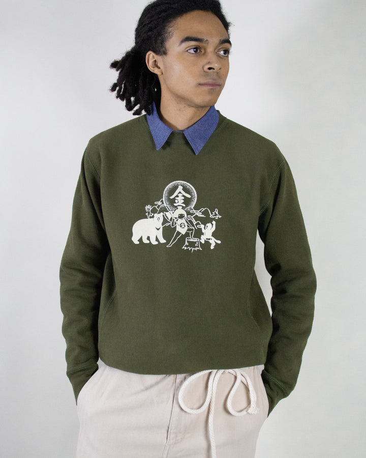 Kiriko Original Crewneck, 13oz Cotton, Printed Kintaro, Green