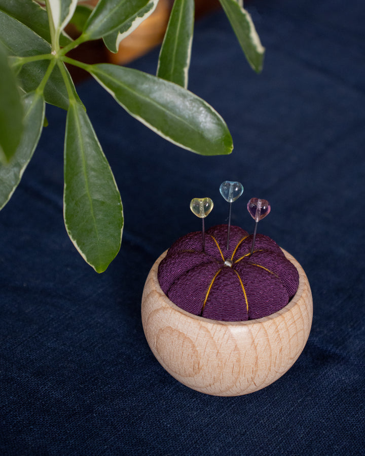 Hiro, Pin Cushion with Wooden Base, Purple