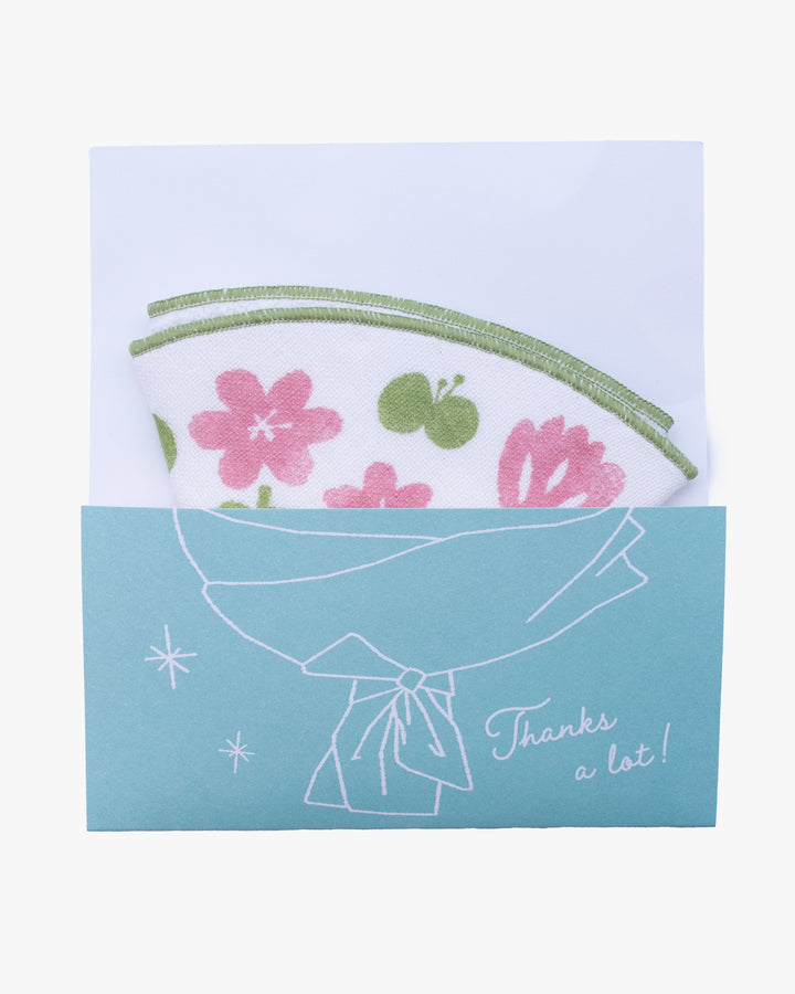Gauze Handkerchief, Bisque, Flower Bouquet