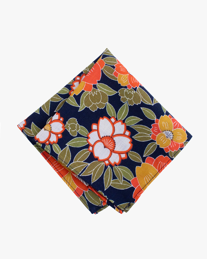 Kiriko Original Pocket Square, Tsubaki, Orange and Mustard