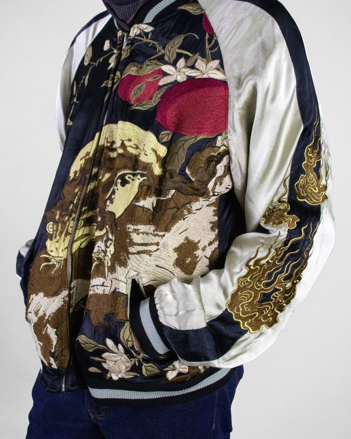 Japanese Repro Souvenir Jacket, Reversible, Tsuchinoko & Persimmon - XL