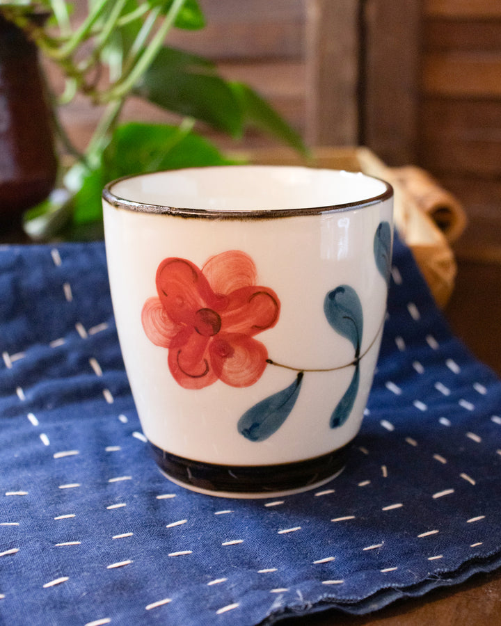 Mug Cup, Bisque, Poppy Flower