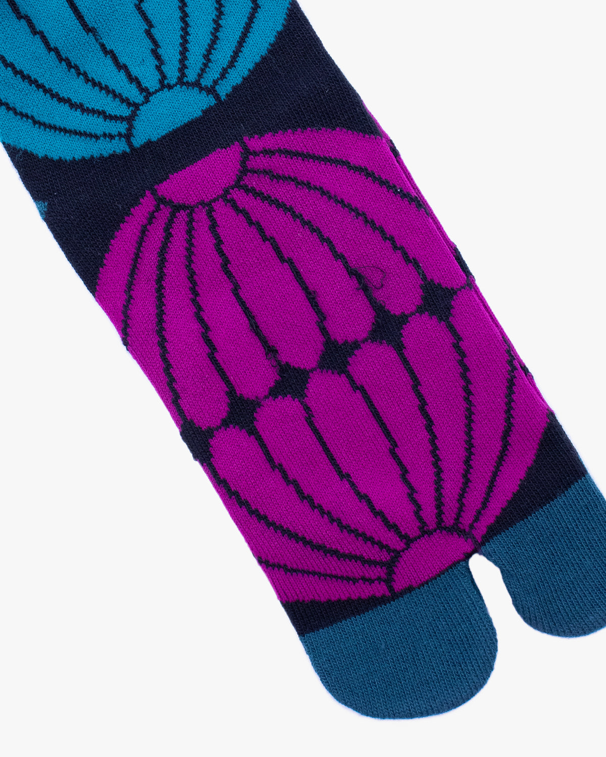 Wa Modern, Tabi Socks, Knee, Black with Colorful Lanterns