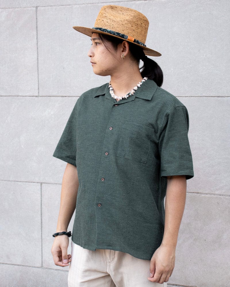 ToK Shirt, Short Sleeve Button-Up, Open Collar, Seagreen