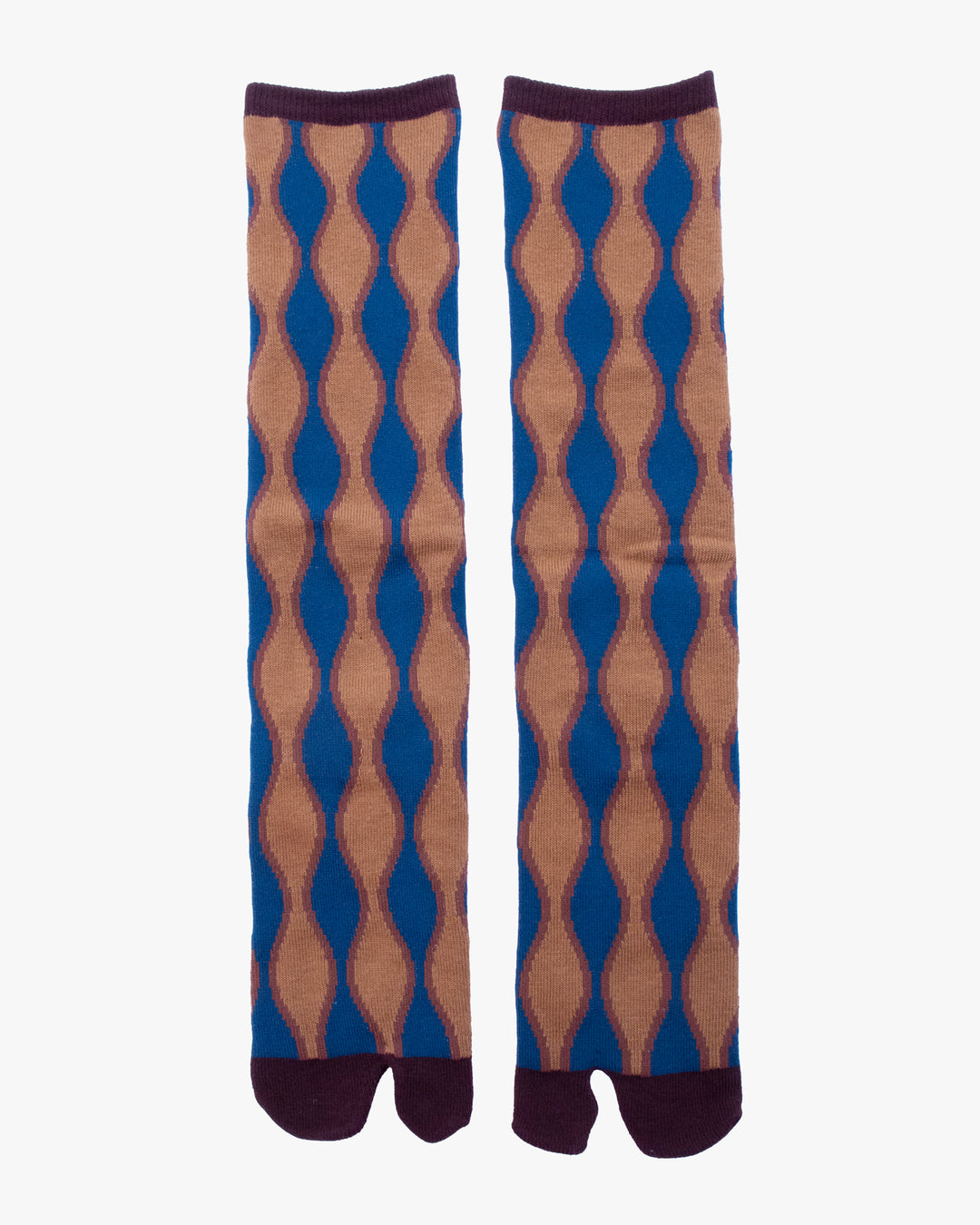 Wa Modern, Tabi Socks, Knee, Brown And Blue Abstract