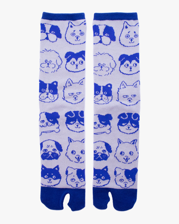 Wa Modern, Tabi Socks, Crew, Royal Blue and Grey Pets