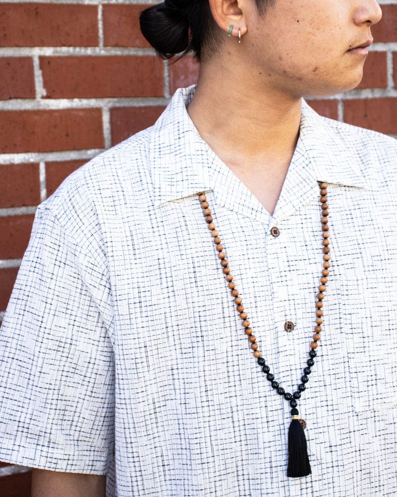 ToK Shirt, Short Sleeve Button-Up, Open Collar, White Grid