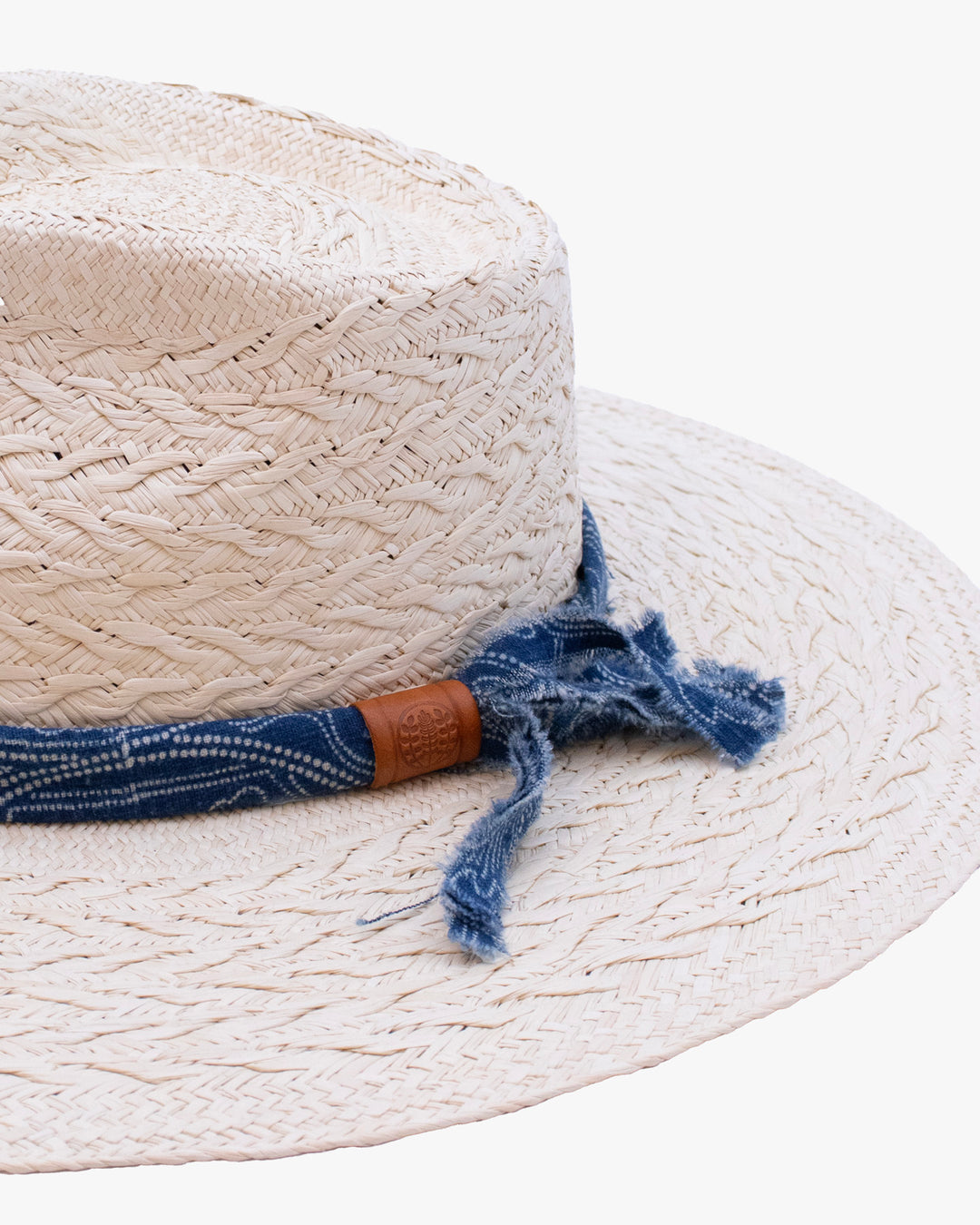 Kiriko Custom Panama Hat, Straw, Twisted Katazome, Kiku