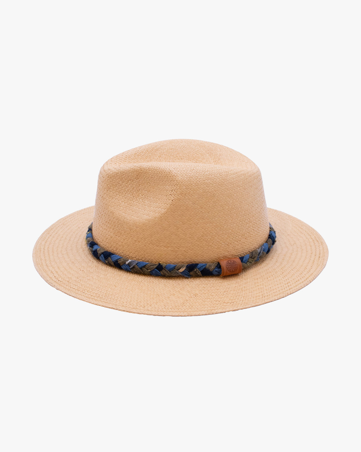 Kiriko Custom Panama Hat, Straw, Braided Green Kasuri, Indigo and Light Indigo